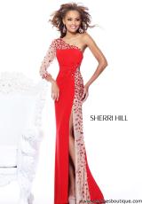 Sherri Hill 1540.  Available in Black/Nude, Ivory/Nude, Red/Nude